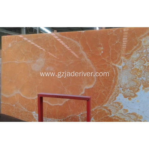 Colorful Natural Onyx Stone Orange Jade Marble Slab